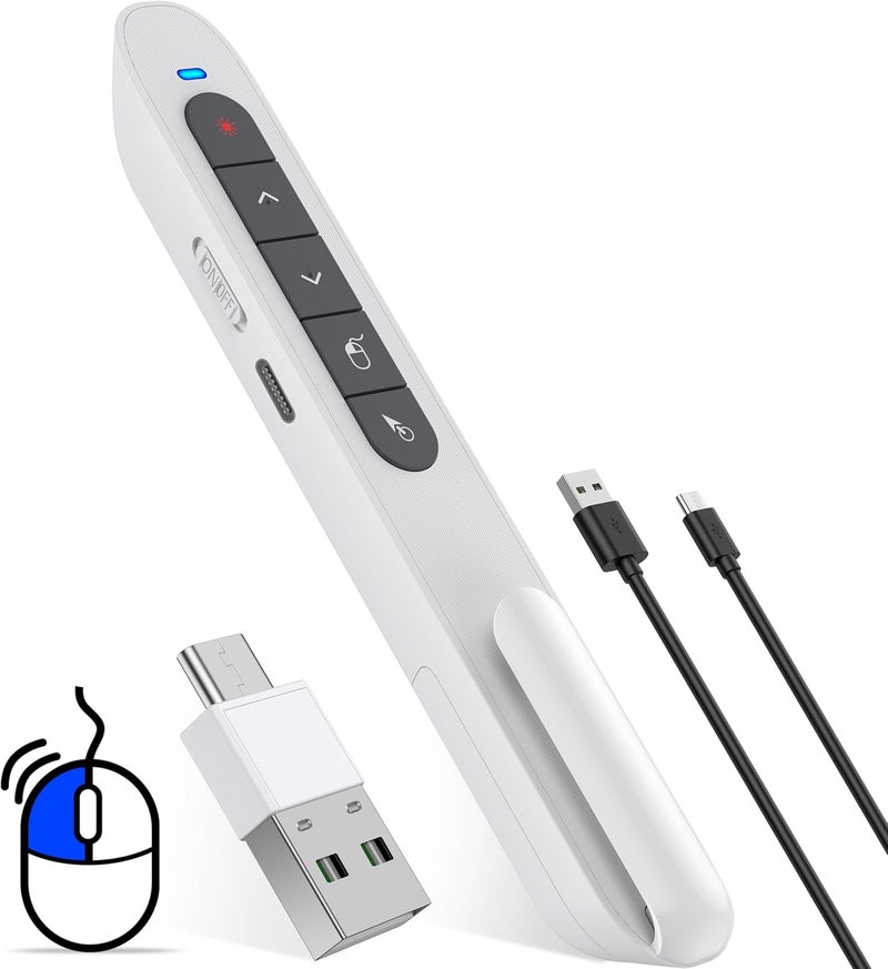 HEYLACOOLX Air Mouse Clicker for Presentation Rechargeable Presenter Clicker Remote for Classroom Teacher, RF 2.4GHz USB Wireless Presenter Clicker PPT Slide Advancer for Mac, Windows, Laptop, Keynote - Image 1